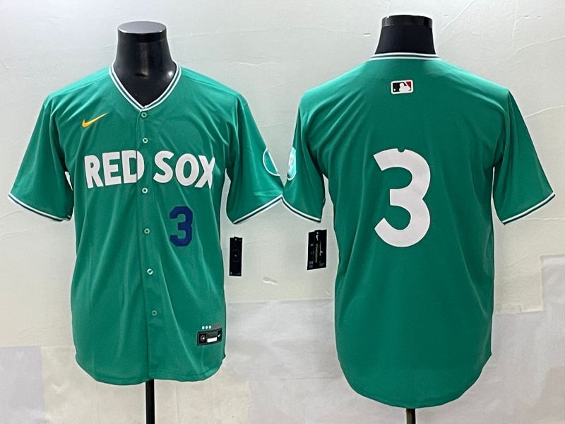 Men 2025 Boston Red Sox #3 No Name Green Joint Name Nike MLB Jersey style 3